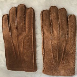 Unbranded Vintage 80s Genuine Suede Leather Gloves with Sherpa Lining Medium